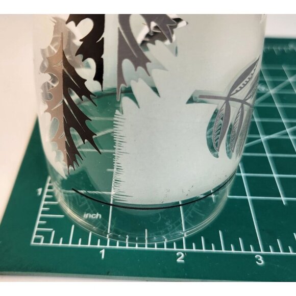 1960s Libbey Starlyte Mid Century Modern Frosted Silver Leaf Tumbler Glasses Wit - Picture 10 of 16